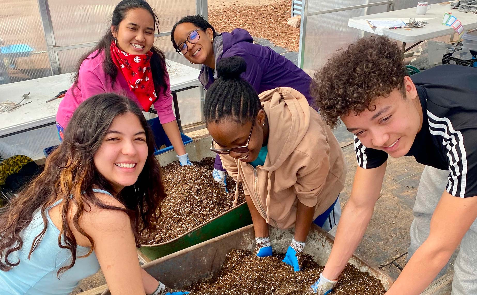 Students partake in a sustainability activity for Project Weel.