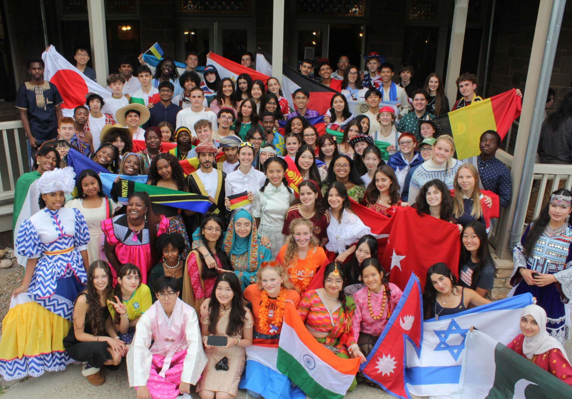 UWC-USA students group photo at the Welcome Ceremony in front of the Montezuma Castle in 2025.