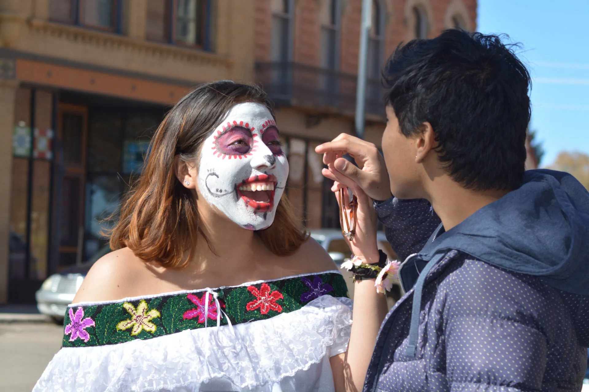 UWC-USA Student has her face painted for the dia de los muertos celebration in Las Vegas, New Mexico.